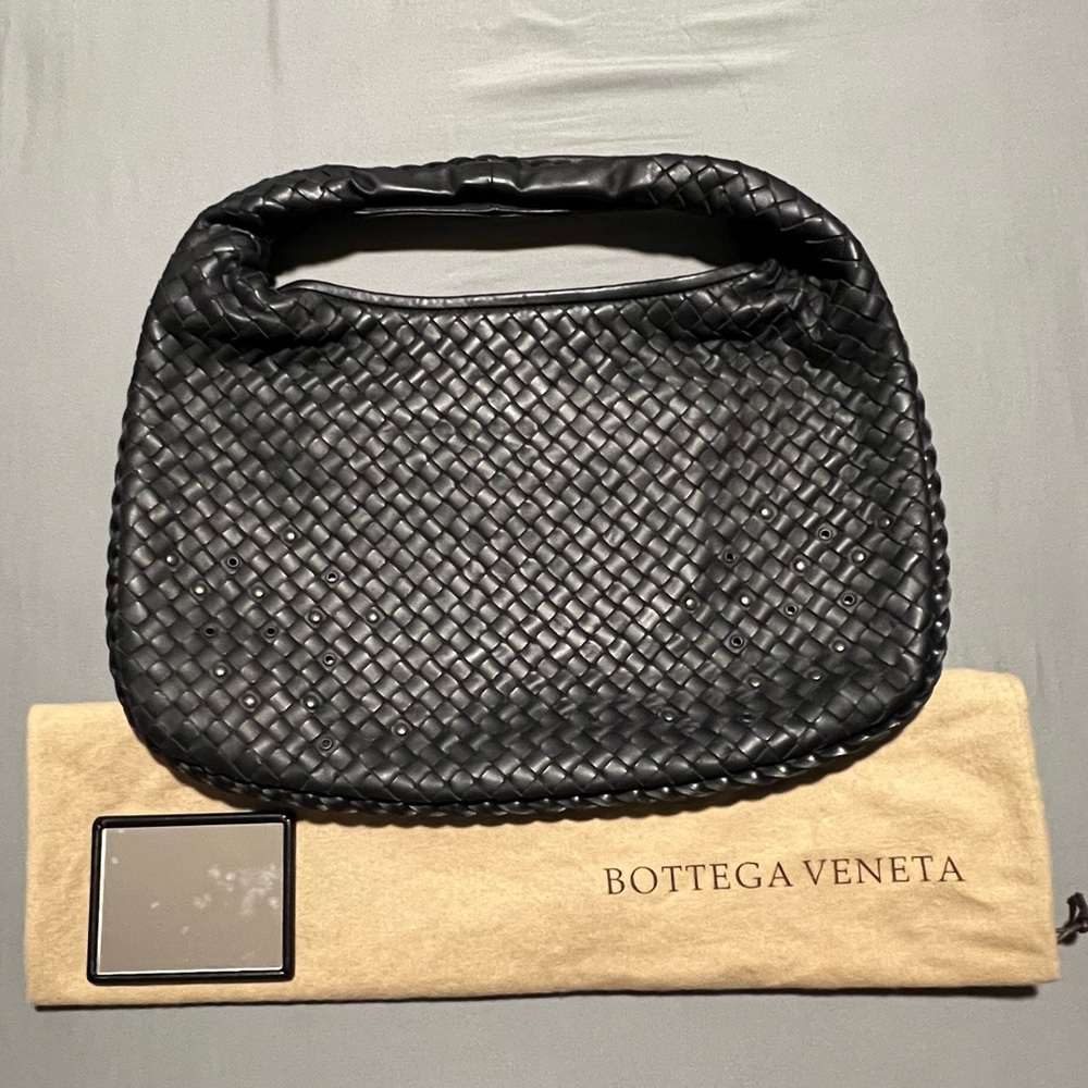Bottega Veneta Black Intrecciato Woven Leather Shoulder Tote